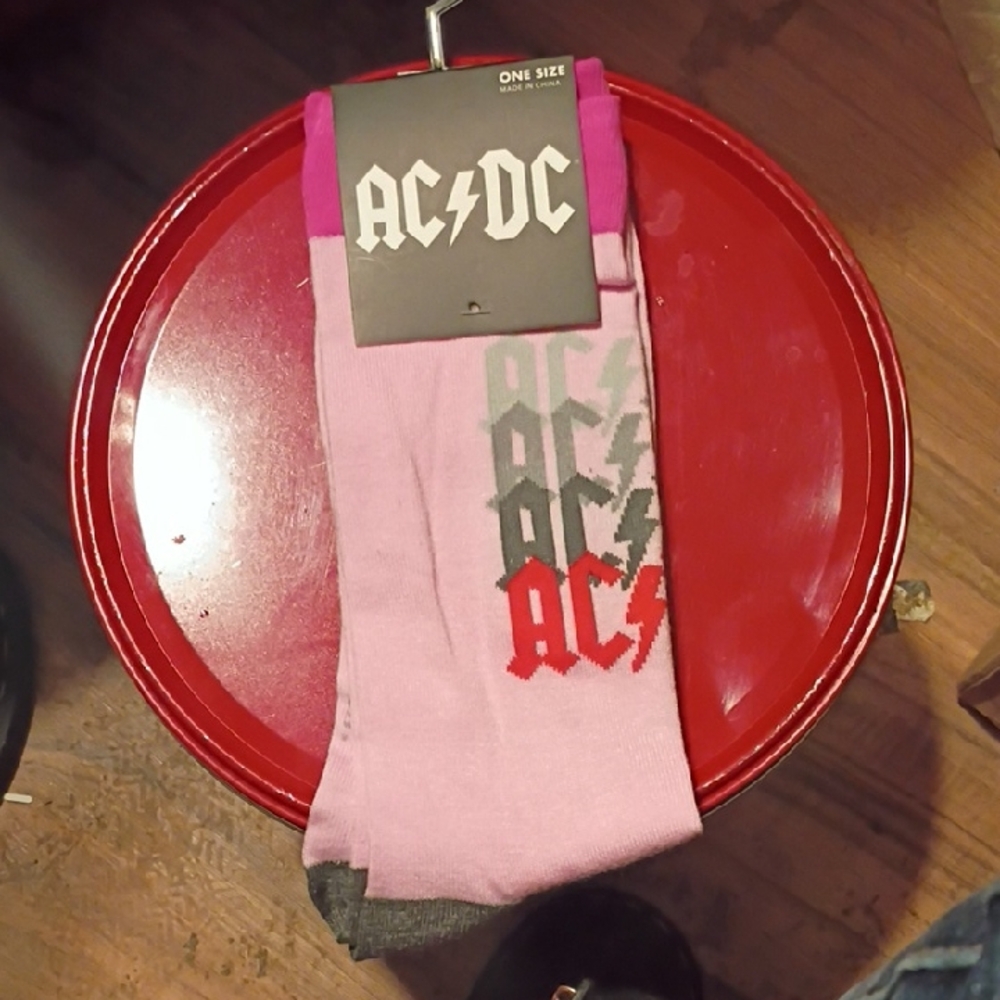 AC/DC Pink and Gray Logo Socks